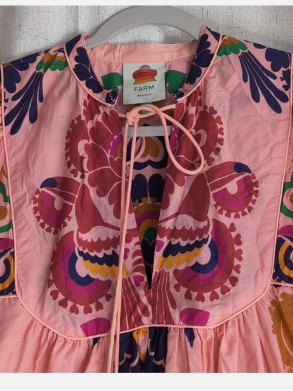 Farm Rio Amulet Midi Tropical Dress In Peach Size Medium - Picture 3 of 8